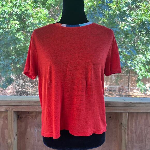Splendid X Margherita Missoni Ciao Bella 100% Linen Tee Red Size XS - Picture 1 of 7